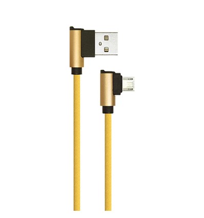 1m Micro USB kabel L-Type, Goud - 2.4A, Diamond Series, geweven katoen