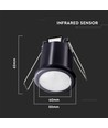 PIR plafond-inbouwsensor Ø4cm, 360° - Zwart, IP20, detectiebereik tot 8m, zaagmaat: Ø4cm