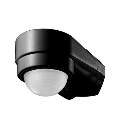 Sensor voor huishoek, zwart, bewegingssensor - verstelbaar, hoekmontage, IP65 (max: 600W LED)