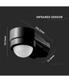 Sensor voor huishoek, zwart, bewegingssensor - verstelbaar, hoekmontage, IP65 (max: 600W LED)