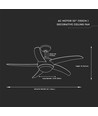 60W plafondventilator - LED, lichtbord, RF-bediening, 5 bladen, AC motor