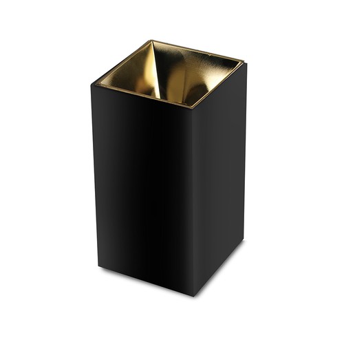 GU10 vierkante opbouwspot - Zwart/Goud, aluminium, IP20, 7,4 x 7,4 x 14cm