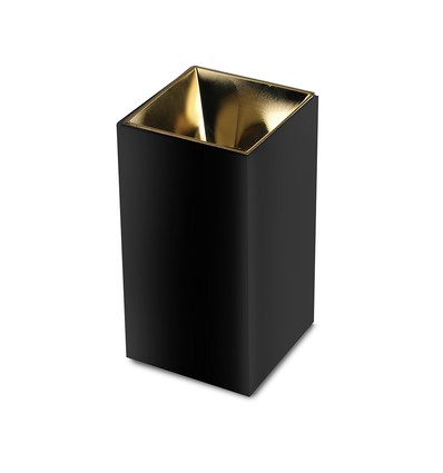 GU10 vierkante opbouwspot - Zwart/Goud, aluminium, IP20, 7,4 x 7,4 x 14cm