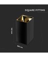 GU10 vierkante opbouwspot - Zwart/Goud, IP20, 7,4 x 7,4 x 14cm