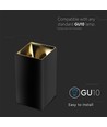 GU10 vierkante opbouwspot - Zwart/Goud, aluminium, IP20, 7,4 x 7,4 x 14cm