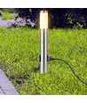 60cm E27 tuinlamp met sensor en 2 stopcontacten - IP44, roestvrij staal