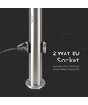 60cm E27 tuinlamp met sensor en 2 stopcontacten - IP44, roestvrij staal