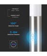 60cm E27 tuinlamp met sensor en 2 stopcontacten - IP44, roestvrij staal