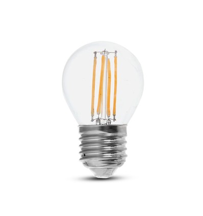 E27 6W LED kogellamp - G45, filament, helder glas, 133lm/W, vervangt 60W
