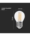 E27 6W LED kogellamp - G45, filament, helder glas, 133lm/W, vervangt 60W