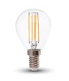 E14 6W LED kogellamp - P45, filament, helder glas, 130lm/W, warm wit, vervangt 60W