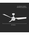 65W Plafondventilator - Wit met RF-bediening, 3 witte bladen, AC motor (52 inch)