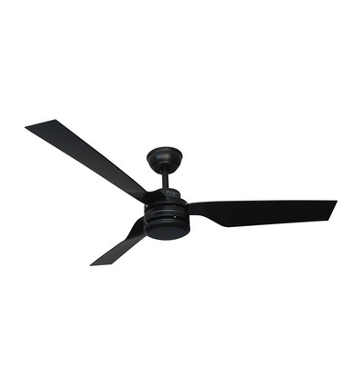 65W plafondventilator - zwart, RF bediening, 3 zwarte bladen, AC motor, 52 inch