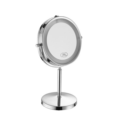 3W LED cosmeticaspiegel met licht - 7 inch, 1X en 3X vergroting, 360° rotatie, batterijgevoed, chroom finish