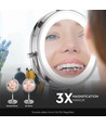 3W LED cosmeticaspiegel met licht - 7 inch, 1X en 3X vergroting, 360° rotatie, batterijgevoed, chroom finish