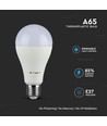 E27 17W dimbare LED lamp - A65, Samsung LED chip, 1521lm, 6400K, wit kunststof