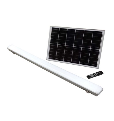 V-Tac 120cm armatuur incl. zonnepaneel - 18W, CCT(3-in-1), sensor, RF afstandsbediening, IP65 buiten