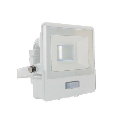 10W Schijnwerper - PIR Sensor, Samsung Chip, 6500K, Wit Behuizing