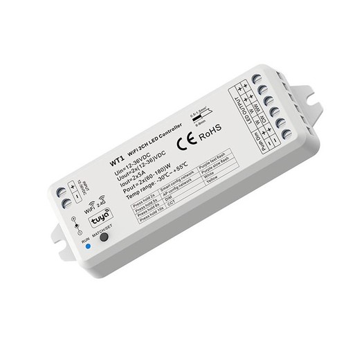 LEDlife rWave dimmer/CCT-controller - Tuya Smart/Smart Life, Push-dim, 12V (60W), 24V (120W)
