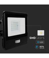 20W LED breedstraler met sensor - Samsung LED chip, IP65, zwart, 1m kabel, koud wit