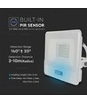 20W LED breedstraler met sensor, Samsung LED chip - 4000K, wit, IP65, PIR sensor, buiten