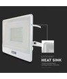 50W breedstraler - PIR-sensor, Samsung-chip, 1m kabel, 4000K, witte behuizing, werklamp