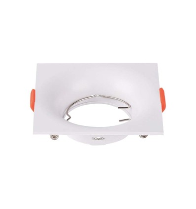 GU10 inbouwspot - Wit, vierkant, PC kunststof, gat: Ø80 mm, afm: 88x88 mm, zonder lichtbron