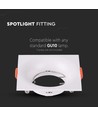GU10 inbouwspot - Wit, vierkant, PC kunststof, gat: Ø80 mm, afm: 88x88 mm, zonder lichtbron