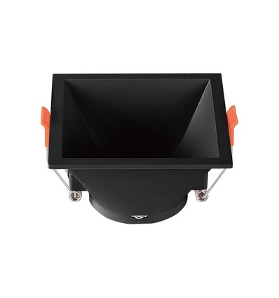 GU10 inbouwspot - Zwart, vierkant, PC kunststof, IP20, Gat: 83x83 mm, Afm: 93x93 mm