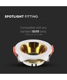 GU10 inbouwspot - Rond, wit/goud, PC kunststof, Gat: Ø7,2 cm, Afmeting: Ø8,5 cm, zonder lichtbron
