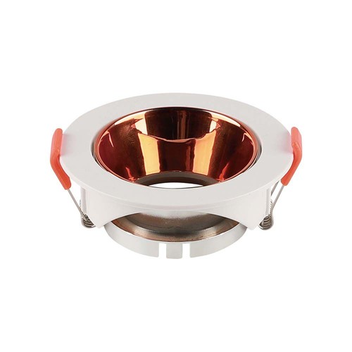 GU10 inbouwspot - Rond, wit met rose gold reflector, IP20, gat: Ø7,2 cm, afmeting: Ø8,5 cm