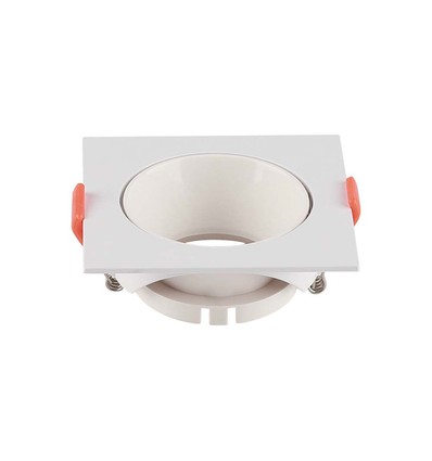 GU10 inbouwspot, vierkant - Wit frame, witte reflector, gat: Ø7,2 cm, zonder lichtbron