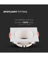 GU10 inbouwspot, vierkant - Wit frame, witte reflector, gat: Ø7,2 cm, zonder lichtbron