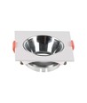 GU10 inbouwspot - Vierkant, wit met chroom reflector, gat: Ø7,2 cm, 8,5 x 8,5 cm