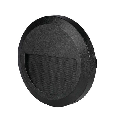 2W LED wandlamp voor trappen - Rond, zwart, 3000K, 80lm, Ø15cm, binnen / buiten