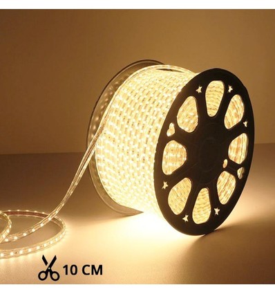 5m 10W/m waterdichte LED strip (Type X-2) - 230V, IP67, 1300lm/m, in te korten per 10cm, tot 100m