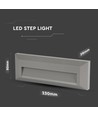 3W rechthoekige LED trapspot - IP65, grijs, 3000K, voor inbouw in de muur
