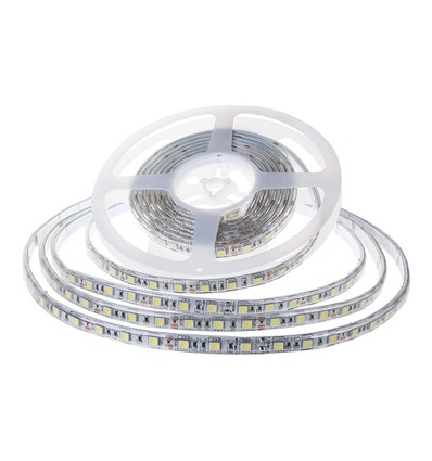 10m 8W/m spatwaterdichte LED strip - 24V, IP65, 120 LED per meter, 3000K, incl. DC-stekker