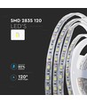 5m 8W/m spatwaterdichte LED strip - 24V, IP65, 120 LED per meter, 6500K