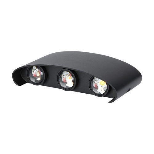 5W LED wandlamp, IP65 - Zwart, 630lm, warm wit, up/down licht, buiten/binnen