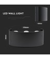 5W LED wandlamp, IP65 - Zwart, 630lm, warm wit, up/down licht, buiten/binnen