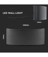 7W LED wandlamp, zwart - IP65, 3000K, dubbele lichtstraal, buiten