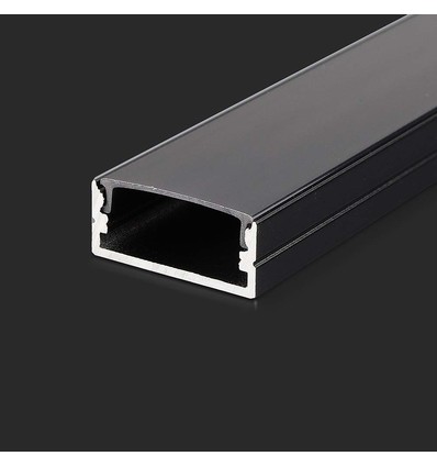 2m zwart aluminium profiel montageset - 23,5x10mm, incl. zwarte afdekking