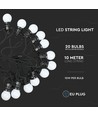 0,5W - LED Lichtsnoer Lampjes, 10m, 20 Lampjes, EU Stekker, 6000K, 24V