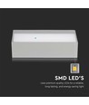 9W Up/Down buiten wandlamp - IP65, grijs, 3000K, 850lm, incl. lichtbron