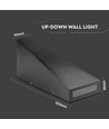 6W Zwarte wandlamp met up/down licht - IP65, aluminium, 3000K, incl. lichtbron
