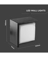 12W LED wandlamp, vierkant zwart frame - IP65, 1160-1200lm, binnen / buiten, incl. lichtbron