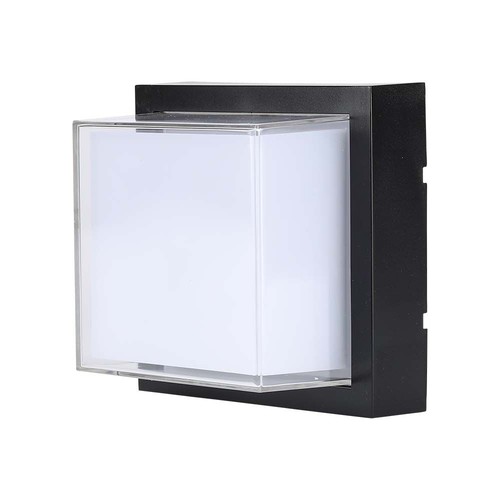 12W vierkante LED wandlamp, zwart - 4000K, 1200lm, IP65, binnen / buiten