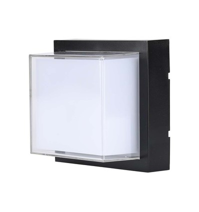 12W vierkante LED wandlamp, zwart - 3000K, 1200lm, IP65, binnen / buiten