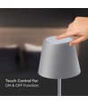 3W oplaadbare LED tafellamp, touch dimbaar - 5V, Grijs, 3000K, 4000mAh batterij, ijzer